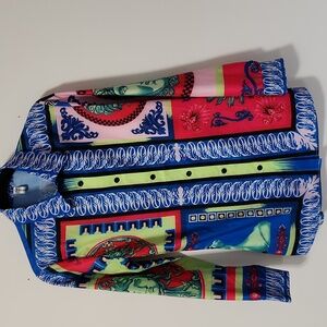 Colorful Graphic Button-Up Shirt